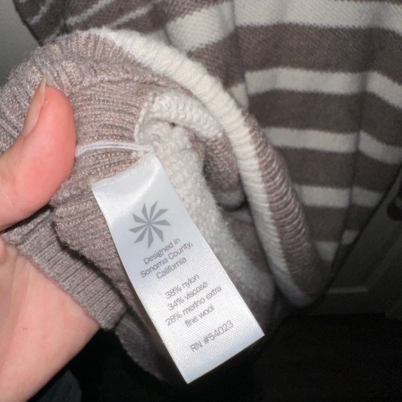 Athleta Kennewick Stripe Merino Wool Sweater Tan Women’s XXS - Picture 6 of 7